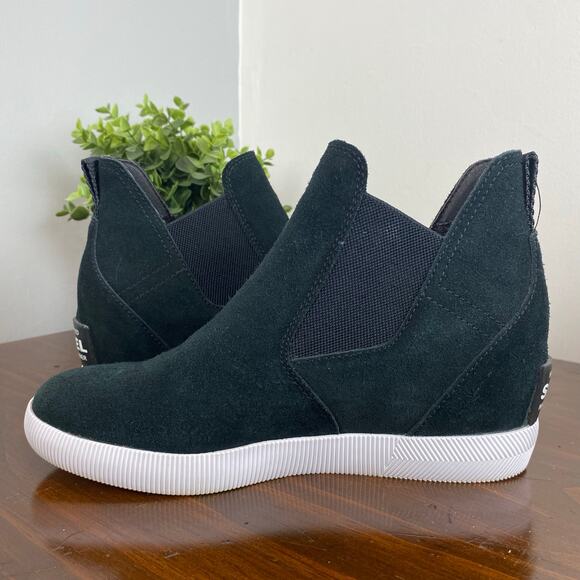 SOREL Black Suede Out 'N About Slip-On Hidden Wedge Waterproof Shoes Size 9 Wms - Picture 7 of 10